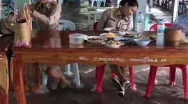 Flash flood sweeps through restaurant while teachers eat their lunch in Thailand