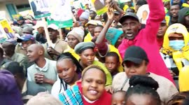 People gathered at William Ruto's rally in Muranga town, Kenya