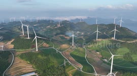 Footage Of Wind Farm In Yichang, Hubei, China