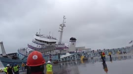 Research vessel launched sideways into lake michigan