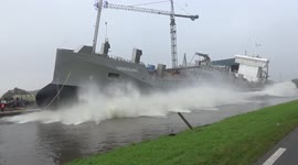 Waves flood the streets at Ship Launch