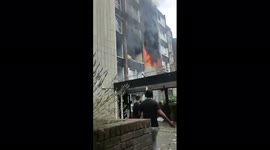 Ongoings of a burning residential block of flats