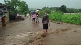 Water floods village after river overflows in central India