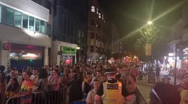 Thousands of Pride revers queue at Brighton station in a well organised system  for trains after Brighton Pride 2022