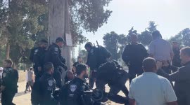 Israeli police rough up old man filming them as settlers visit Jerusalem's al-Aqsa mosque compound for Tisha B'Av