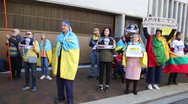 Protesters gather in Sydney over Amnesty International's Ukraine report