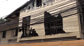 Fire aftermath at U.S. government military training office in Bangkok, Thailand