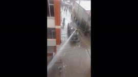Protester expertly dodges water cannon fired at him by Colombian military