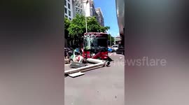 Out of control bus knocks over traffic signal pole, injuring 6 in China
