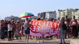 Hundreds take part in “free the nipple” protest in Brighton