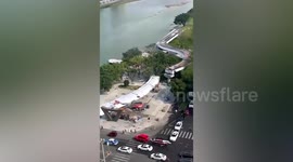 One killed as footbridge under construction collapses in southern China