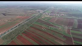 Aerial View Of Agriculture Crops in Hohhot, Inner Mongolia, China