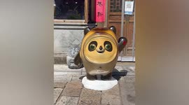 Winter Olympic mascot burnt by sun as heatwave hits eastern China