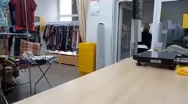 Morning opening of a second-hand store after the arrival of clothes