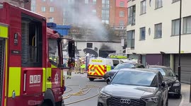 Firefighters tackle a blaze near Southwark Bridge