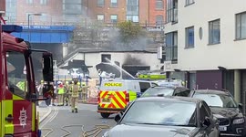 Firefighters tackle a blaze near Southwark Bridge