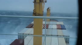 Container ship facing rough weather in the North Atlantic - mini compilation (no sound)