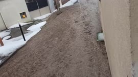 Raging floods surge through street in France following thunderstorms