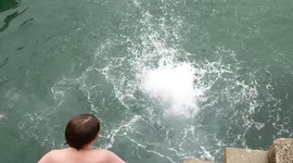Tombstoning kids blamed for closure attempts at Cornish seaside quay, North Quay, Newquay, Cornwall, UK
