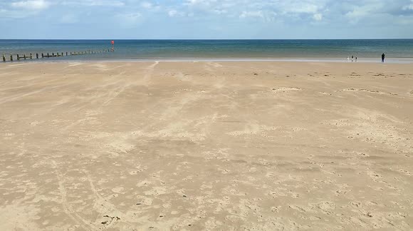 50mph gusts driving the sand across the sandy Redcar beach on the Yorkshire coast Redcar and Cleveland