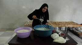 Palestinian Ghalia Abu Saadeh, 30, makes Keshek or Kishk at her home