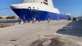 Landing Platform Vessel leaving the Port of Pensacola after Blue Origin cancelled the project.