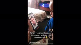 14month old baby reaction after seeing daddy on video call