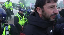 Tensions rise as police line moves forward at glazers out protest