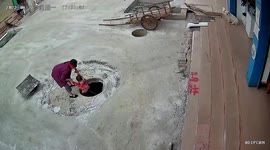 Boy falls into manhole without cover on it in China
