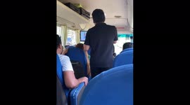 Funny karaoke singing of a man in a bus!