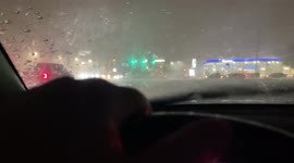 Driving through heavy rain in Carrollton,Texas, USA