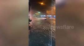 Flash flood waves crash into noodle restaurant causing panic Thailand