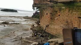 Ganges river erosion: local's home collapses and lands in the river