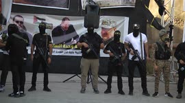 Supporters of Islamic Jihad movement take part in memorial service of Palestinians who were killed by Israeli forces