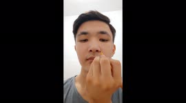 I was watching a video where someone said macaroni with chicken strips uhh, and then I got the idea to draw two eyes on my nose and do it.