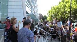 Save our right protesters gather around UCL Hospital, speeches given by Piers Corbyn in regards to the late 'Eric Levy, who attendees claim was killed by the NHS.