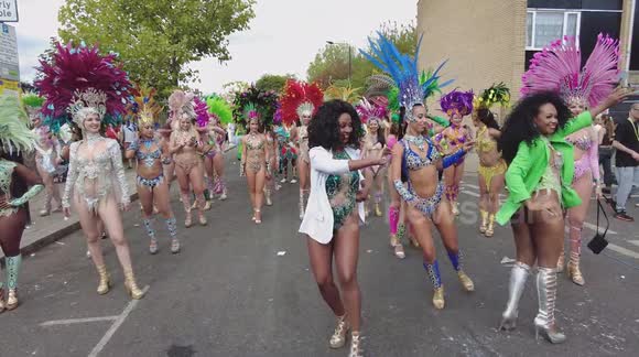 London School of samba the first parade at The Notting Hill Carnival 2022, London, UK