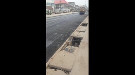 Road contractor at work in Abia state In Nigeria by the help of the Governor.