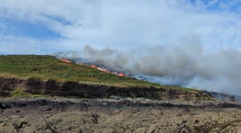 Wildfires at Ballycotton, Cork, Ireland next to ship wreck MV Alta