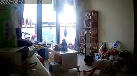 Terrifying moment boy falls over with chopsticks in his mouth in China