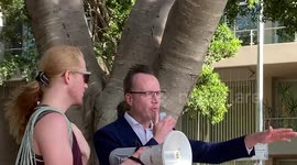 David Shoebridge, Greens Senator attends student protest in Sydney, Australia