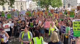 Pro-choice and anti-abortion protesters in Parliament Square.