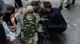 Children injured in accidental RPG blast at weapons display at a fair in Chernihiv, Ukraine