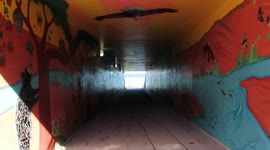 Awesome Mural tunnel in Ashland WI with a Lake Suuperior view!