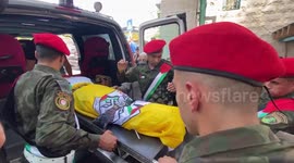 Mourners attend funeral in Bethlehem of Palestinian prisoner Musa Abu Mahamid who died in an Israeli jail