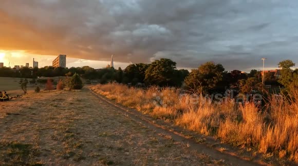 London: Sunset over Burgess Park
