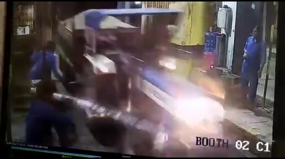 Thirteen sand-smuggling tractors smash through toll gate in India