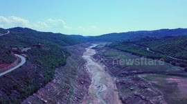 video with drone of Pantano de Rialb at 5% of its capacity, the most affected by the drought
