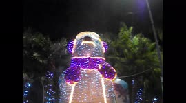 Bear skier, large puppet placed in one of the main squares of Sorrento in Italy, during the Christmas holidays