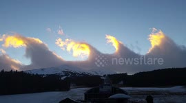 Clouds that look like ocean waves appear over Colorado